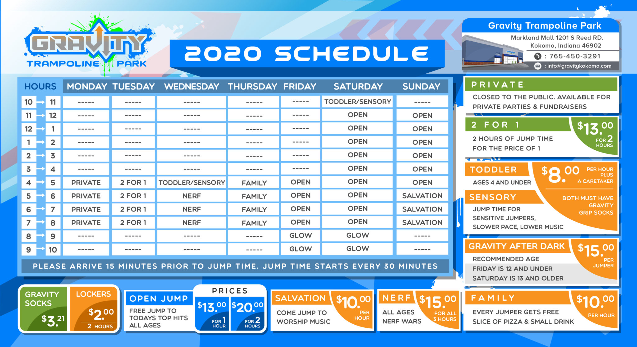 Hours / Pricing Gravity Trampoline Park Kokomo