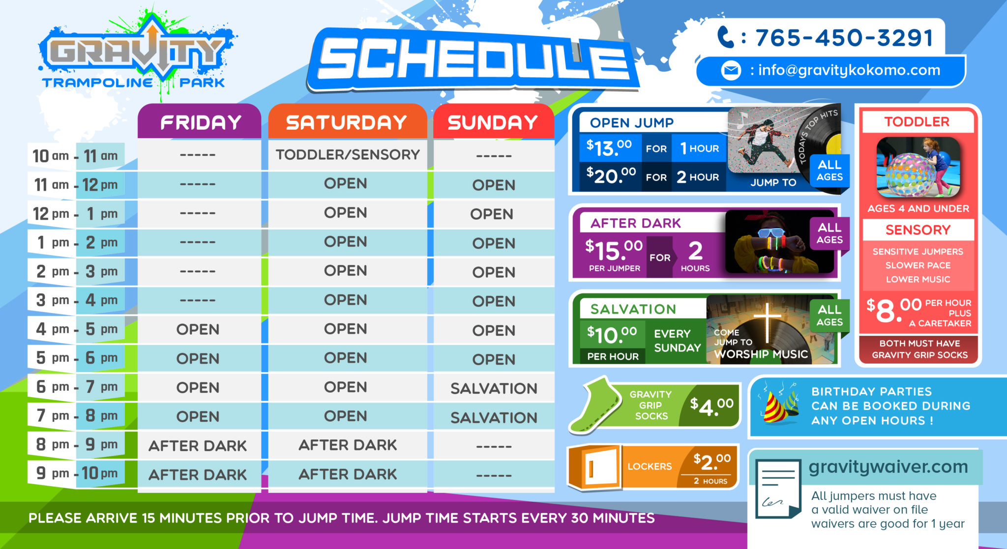 Hours / Pricing Gravity Trampoline Park Kokomo